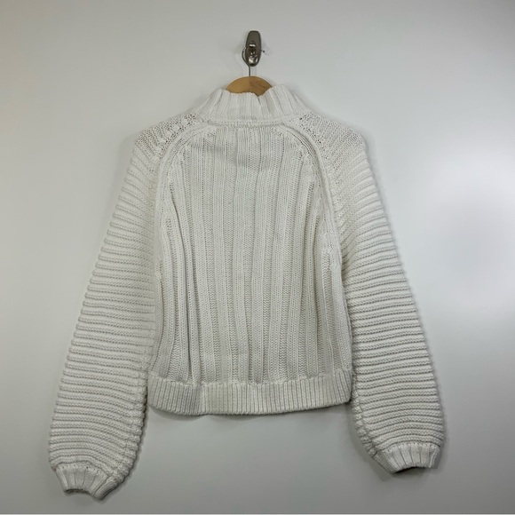 Free People Sweetheart Sweater Off White. Size XS. Mock Neck Ballon Sleeves. - Picture 2 of 7
